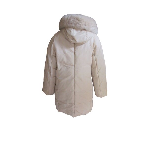 1 Madison Beige Puffer Coat W/ Fox Fur Trim Down/Feather Fill XL - Picture 6 of 11